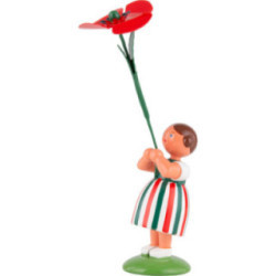 Summer Flower Girl with Poppy - 12 cm / 4.7 inch