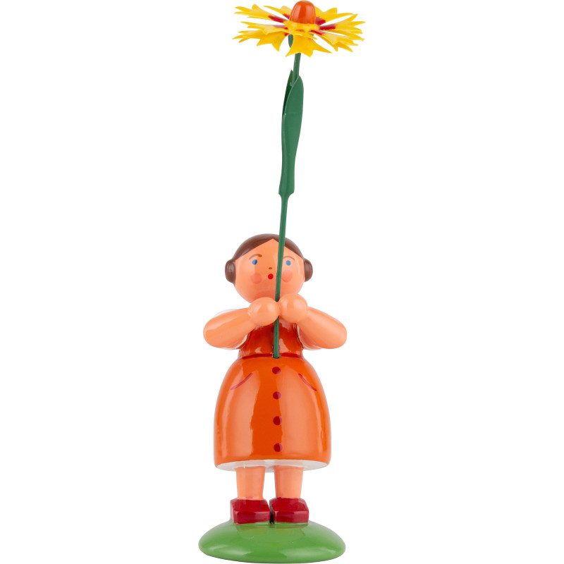 Summer Flower Girl with Yellow Blanket Flower - 12 cm / 4.7 inch