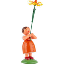 Summer Flower Girl with Yellow Blanket Flower - 12 cm / 4.7 inch