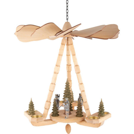 1-Tier Ceiling Pyramid Miners, Carved Chain and Cone - Natural - 45 cm / 17.7 inch