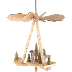 1-Tier Ceiling Pyramid Miners, Carved Chain and Cone - Natural - 45 cm / 17.7 inch