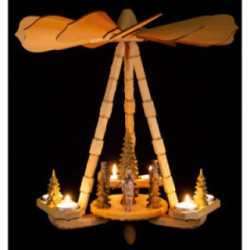 1-Tier Ceiling Pyramid Miners, Carved Chain and Cone - Natural - 45 cm / 17.7 inch
