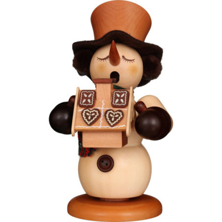 Smoker - Snowman with Gingerbread House Natural - 23,5 cm / 9.3 inch