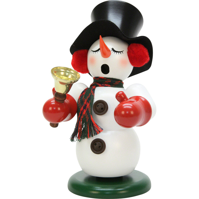 Räuchermännchen Schneemann mit Glocke - 23 cm