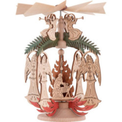 1-Tier Thermic Pyramid - Angel with Fir Tree - Nativity - 14 cm / 5.5 inch