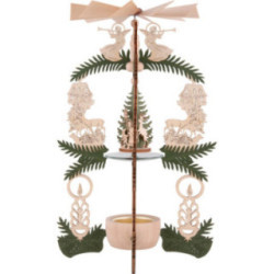 1-stöckige Pyramide Waldhaus - Weihnachtsmann, Hirsch und Engel - 26 cm