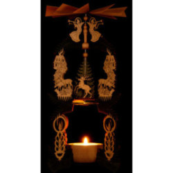 1-Tier Pyramid - Forest Lodge - Santa Claus, Deer and Angel - 26 cm / 10.2 inch