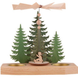 1-Tier Pyramid - Fir Trees - Winter Children - 16,5 cm / 6.5 inch