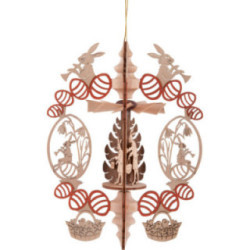 Osterschmuck Hase und Schneeglöckchen - Hase beim Bemalen - 15,3 cm