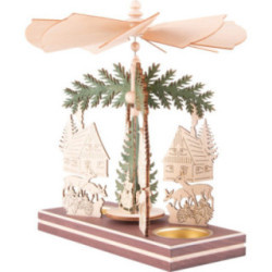 1-Tier Pyramid - Forest House with Santa and Deer - 20 cm / 7.9 inch