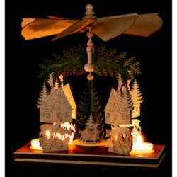 1-Tier Pyramid - Forest House with Santa and Deer - 20 cm / 7.9 inch