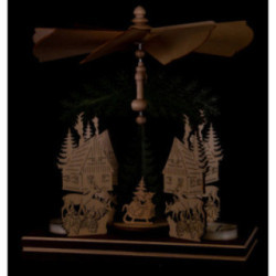1-Tier Pyramid - Forest House with Santa and Deer - 20 cm / 7.9 inch