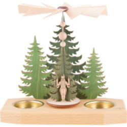 1-stöckige Pyramide Tannen - Bergmann, Engel und Räuchermann - 16,5 cm