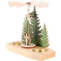 1-stöckige Pyramide Tannen - Bergmann, Engel und Räuchermann - 16,5 cm