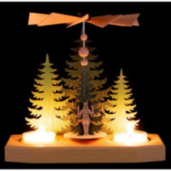 1-stöckige Pyramide Tannen - Bergmann, Engel und Räuchermann - 16,5 cm