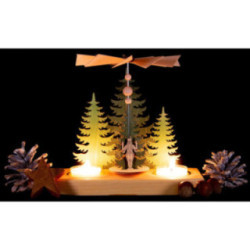 1-stöckige Pyramide Tannen - Bergmann, Engel und Räuchermann - 16,5 cm