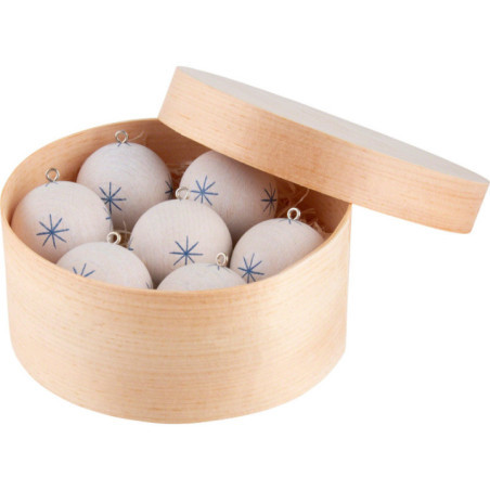 Christbaumkugeln in Spanschachtel weiß - 11,5 cm