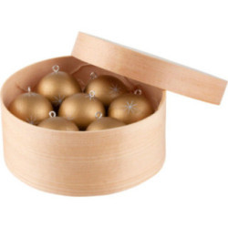 Baubles in Wood Chip Box - golden - 11,5 cm / 4.5 inch