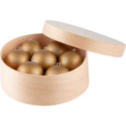 Baubles in Wood Chip Box - golden - 13 cm / 5.1 inch