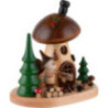 Smoker - Mushroom Hut with Sawhorse and Gnome - 15 cm / 5.9 inch