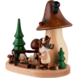 Smoker - Mushroom Hut with Shepherd Gnome - 15,5 cm / 6.1 inch
