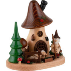 Smoker - Mushroom Hut with Shepherd Gnome - 15,5 cm / 6.1 inch