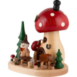 Räucherpilz Pilzschänke mit Wichtel - 15 cm
