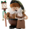 Räuchermännchen Wichtel Weihnachtsmann mit Laterne natur - 15,5 cm