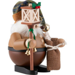 Räuchermännchen Wichtel Weihnachtsmann mit Laterne natur - 15,5 cm