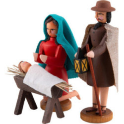 Seiffener Weihnachtskrippe - Heilige Familie - 3-tlg. - 8 cm
