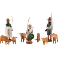 Seiffener Weihnachtskrippe - Schäfer mit Schafen - 9-tlg. - 8 cm