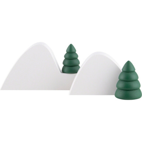 Winter Landscape with 2 Green Trees - 10 cm / 3.9 inch