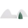 Winterlandschaft mit 2 halben grünen Bäumen - 10 cm