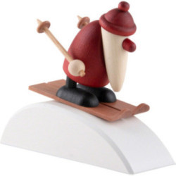 Miniaturset - Weihnachtsmann auf Ski mit Hügel - 4 cm