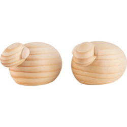 Sheep, Set of 2, Natural - 3,5 cm / 1.4 inch