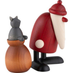 Weihnachtsmann mit Katze auf Sack - 9,5 cm