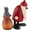 Weihnachtsmann mit Katze auf Sack - 9,5 cm