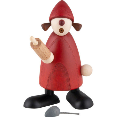 Weihnachtsfrau mit Nudelholz und Maus - 8,5 cm