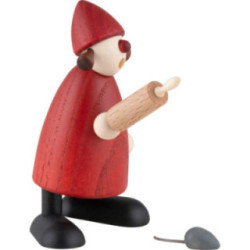 Weihnachtsfrau mit Nudelholz und Maus - 8,5 cm