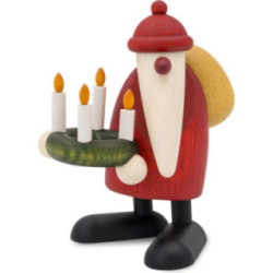 Weihnachtsmann mit Adventskranz - 9 cm