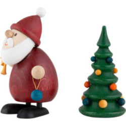 Santa - standing with Christmastree - 9,3 cm / 3.7 inch
