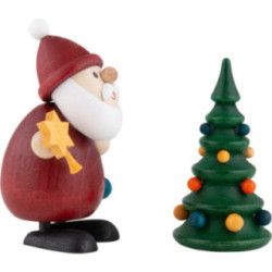 Santa - standing with Christmastree - 9,3 cm / 3.7 inch