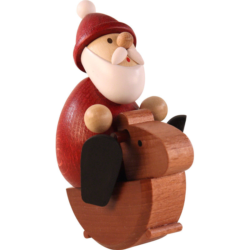 Weihnachtsmann auf Schaukelpferd - 10,5 cm