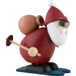 Weihnachtsmann auf Ski mit Skibrille  - 9,2 cm