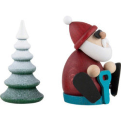 Santa with Snow-Slide and Snowy Tree  - 8,3 cm / 3.3 inch