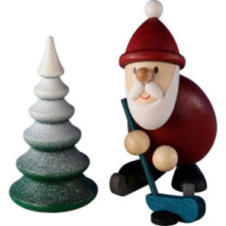 Santa - Ice Hockey Player - with Snowy Tree  - 9,6 cm / 3.8 inch