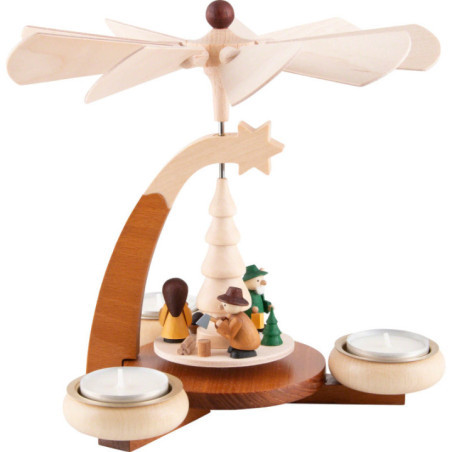 1-stöckige Pyramide naturfarben mit Waldmotiv - 19 cm