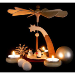 1-Tier Pyramid - Natural with white Angels - 19 cm / 7.5 inch