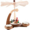 1-stöckige Pyramide naturfarben mit Weihnachtsmotiv - 19 cm