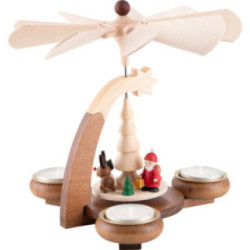 1-stöckige Pyramide naturfarben mit Weihnachtsmotiv - 19 cm
